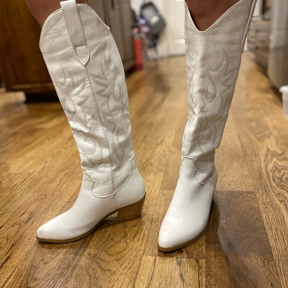 Billini White Western Heeled Boots